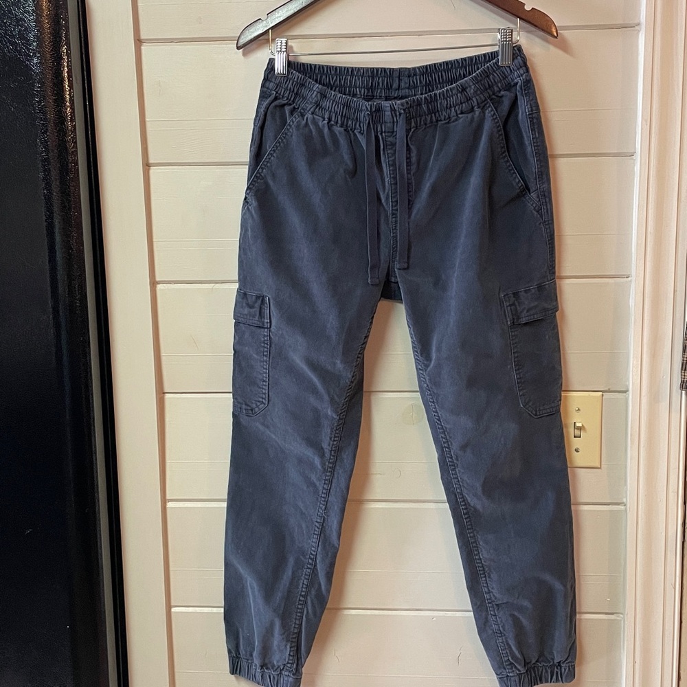 Prana Lost Hwy Organic Cotton Corduroy Pull On Relaxed Jogger Blue Gray Size S.